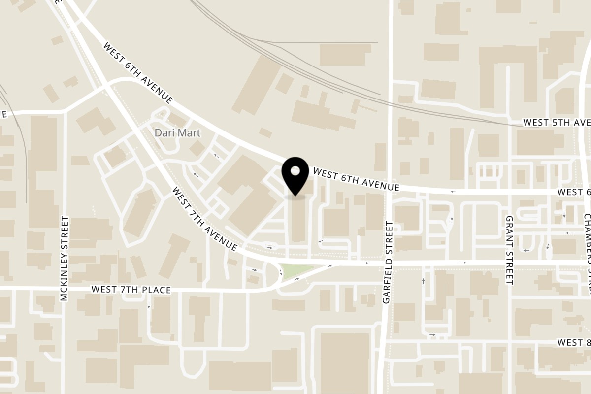 Map showing the location of OG Poke Eugene on 2132 W 6th Ave in Eugene